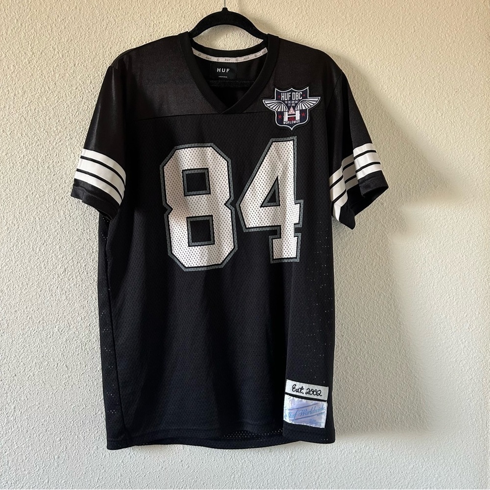 HUF Men’s Jersey Sz Large Black Mesh Embroidered Sporty Street